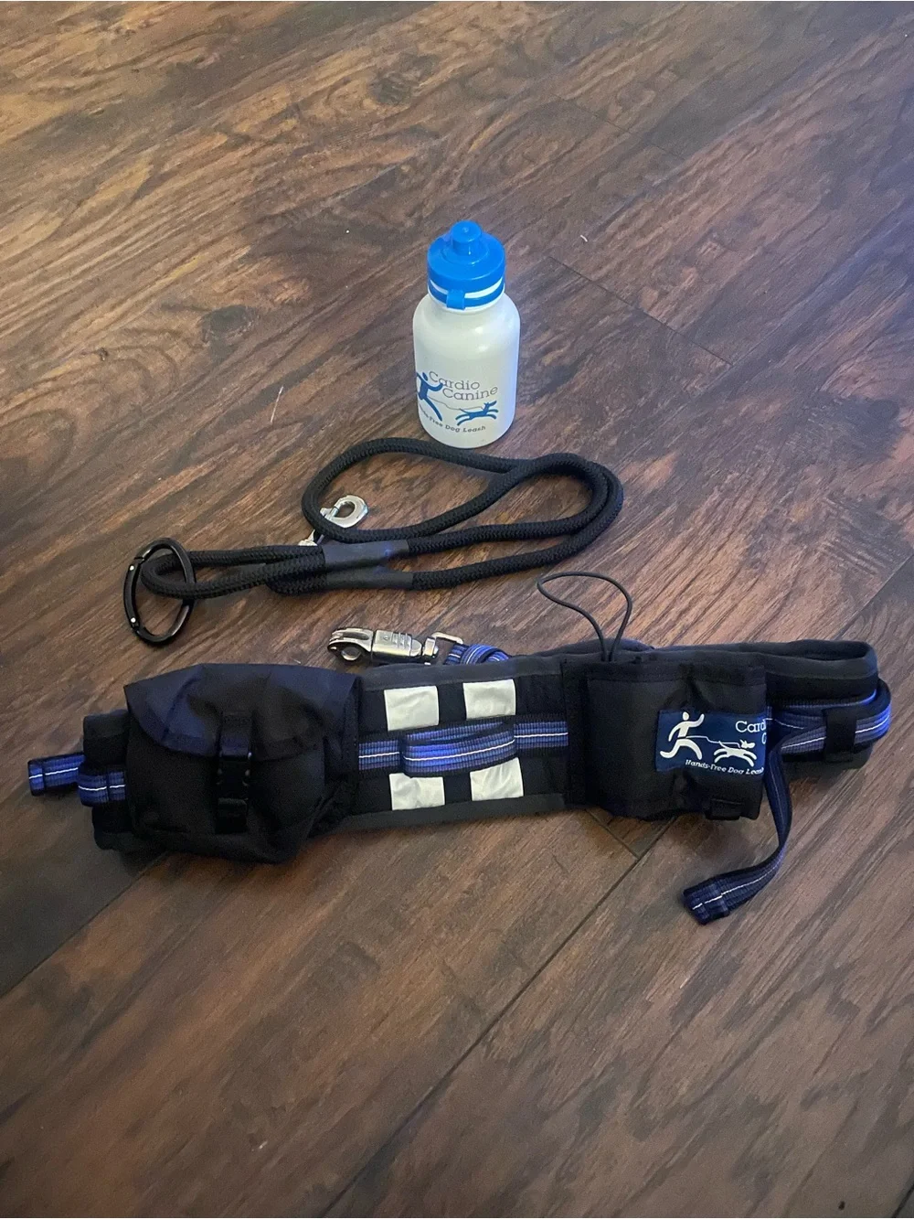 Cardio Canine Hands-Free Dog Leash - Black with Blue Accent